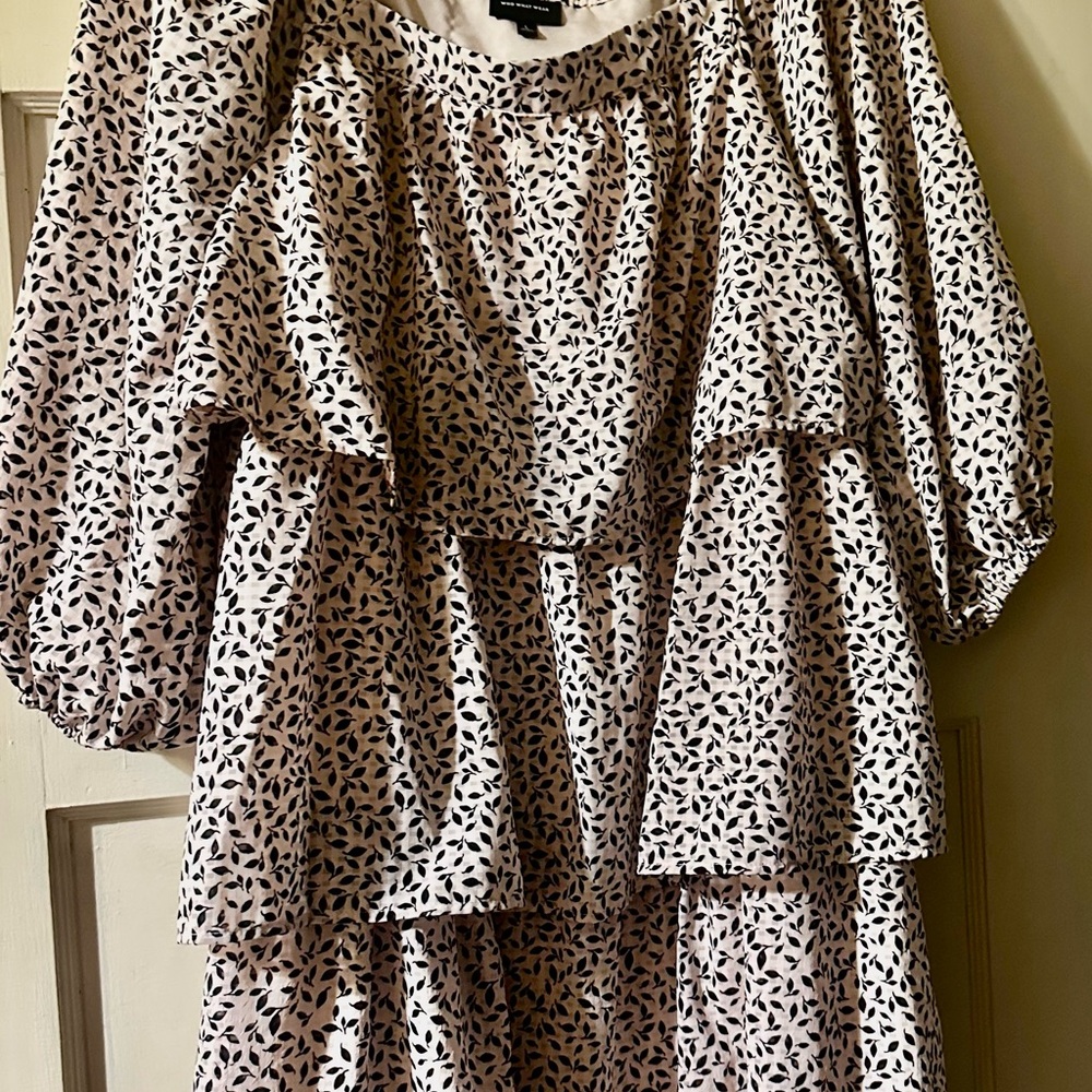Who What Wear Black and White Patterned Dress
